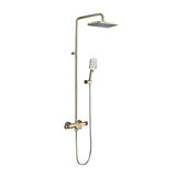 Gold Exposed Shower Faucet Rainfall Shower System with Hand Shower & Tub Spout