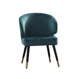 Upholstered Dining Chairs Mid-Century Green Velvet Dining Chairs with Arm (Set of 2)