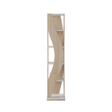5-Tier Geometric Bookshelf Curved Shape Industrial Bookcase in Walnut & Black Rotating