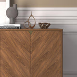 Capet Mid-Century 63" Walnut Sideboard Buffet 4-Door Kitchen Cabinet Adjustable Shelves