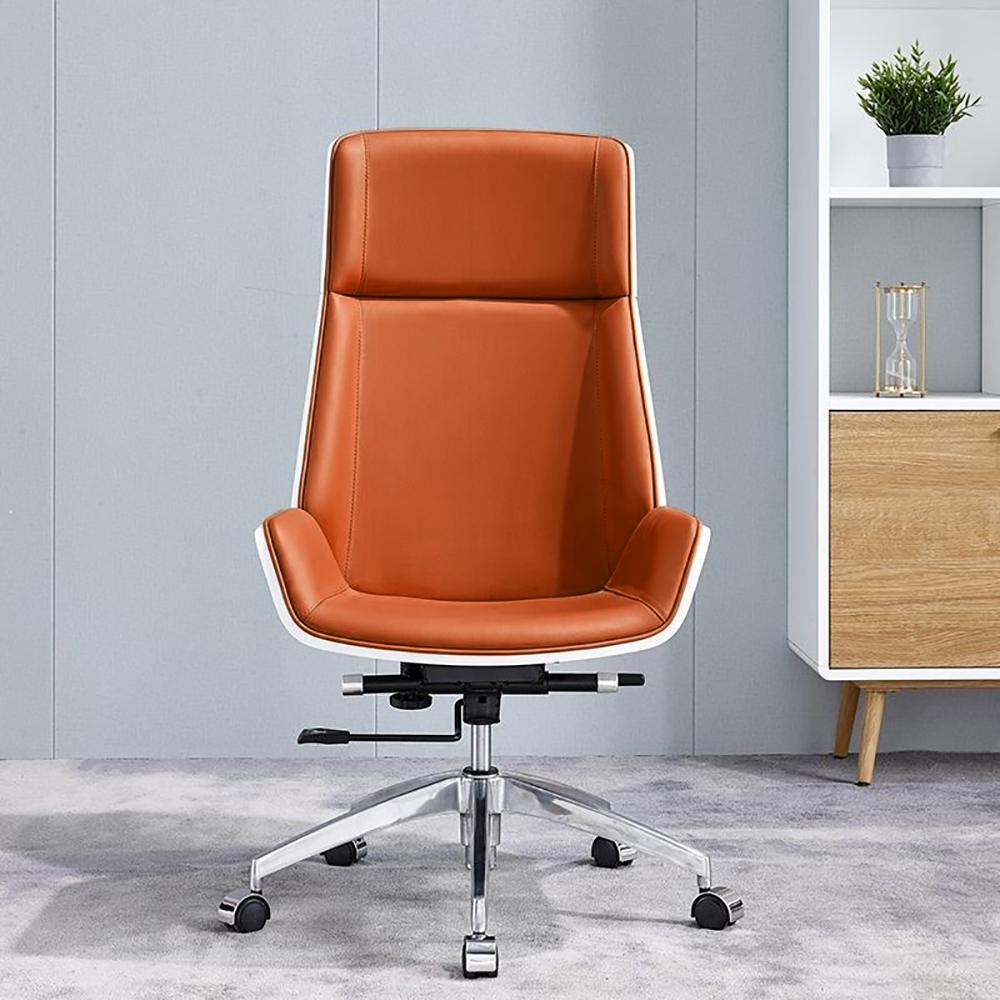 2 Pieces Concise Modern White Office Desk and Adjustable Chair