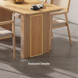 71" Farmhouse Rectangle Dining Table Natural Solid Wood Table for 8 Person Ribbed Leg