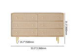 53" Nordic Natural Bedroom Dresser with 6 Drawers Rattan Woven in Gold