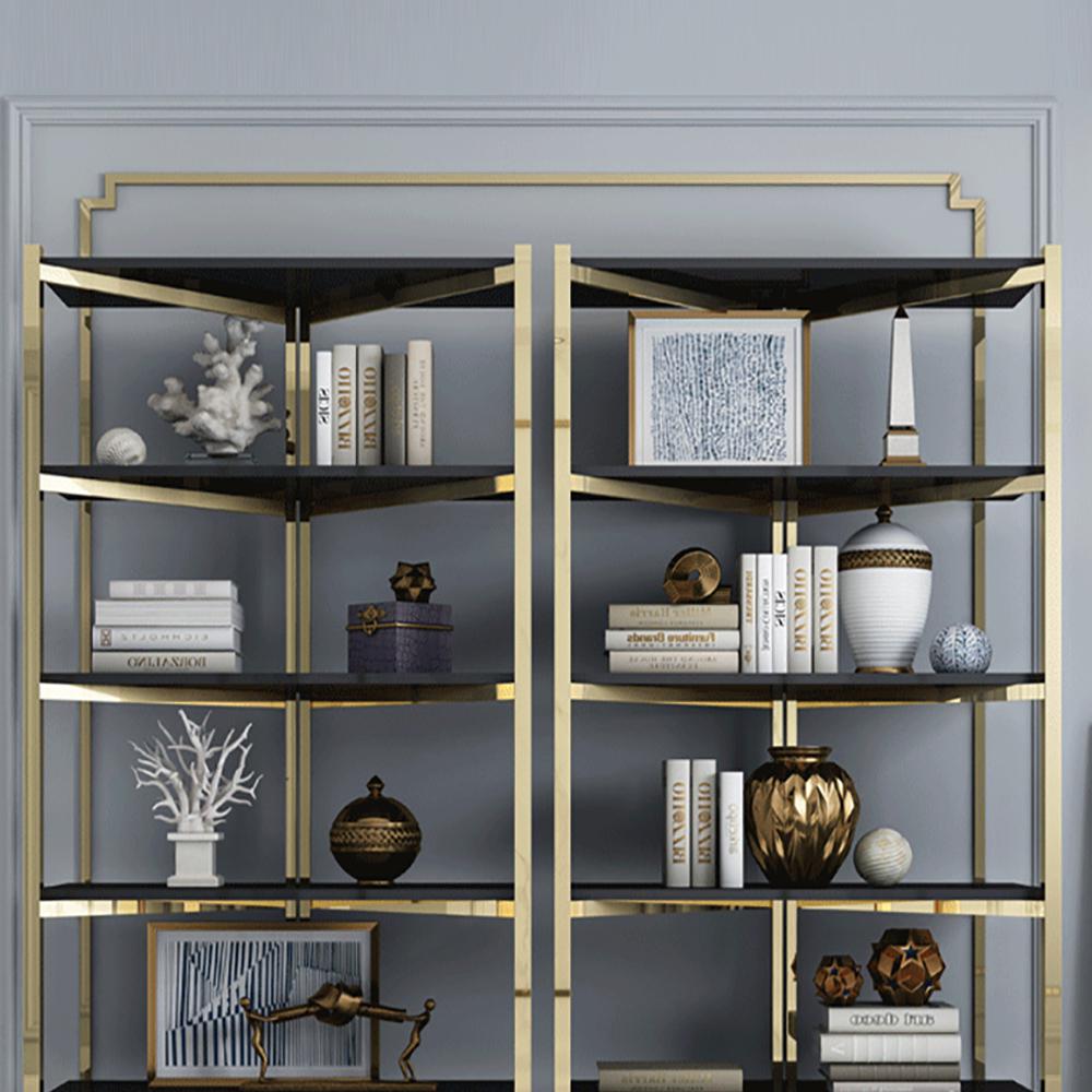 Modern Corner Shelf with Metal Frame