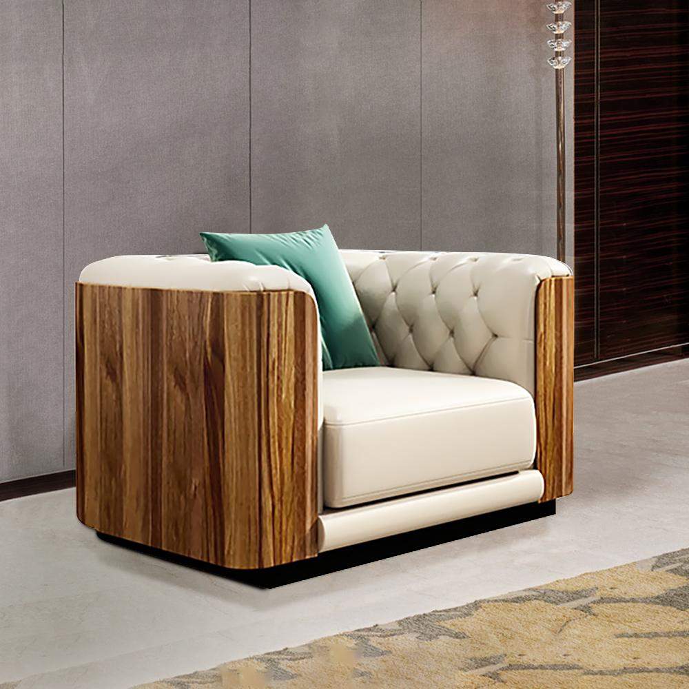 Modern Beige Faux Leather Tufted Sofa & Loveseat Living Room Set of 3-Richsoul-Furniture,Living Room Furniture,Living Room Sets