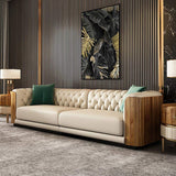 Modern Beige Faux Leather Tufted Sofa & Loveseat Living Room Set of 3-Richsoul-Furniture,Living Room Furniture,Living Room Sets