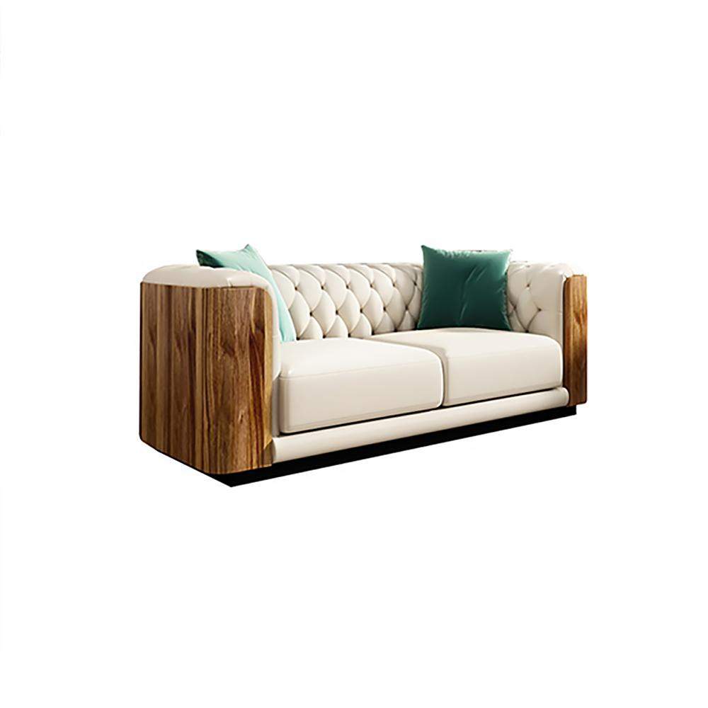Modern Beige Faux Leather Tufted Sofa & Loveseat Living Room Set of 3-Richsoul-Furniture,Living Room Furniture,Living Room Sets