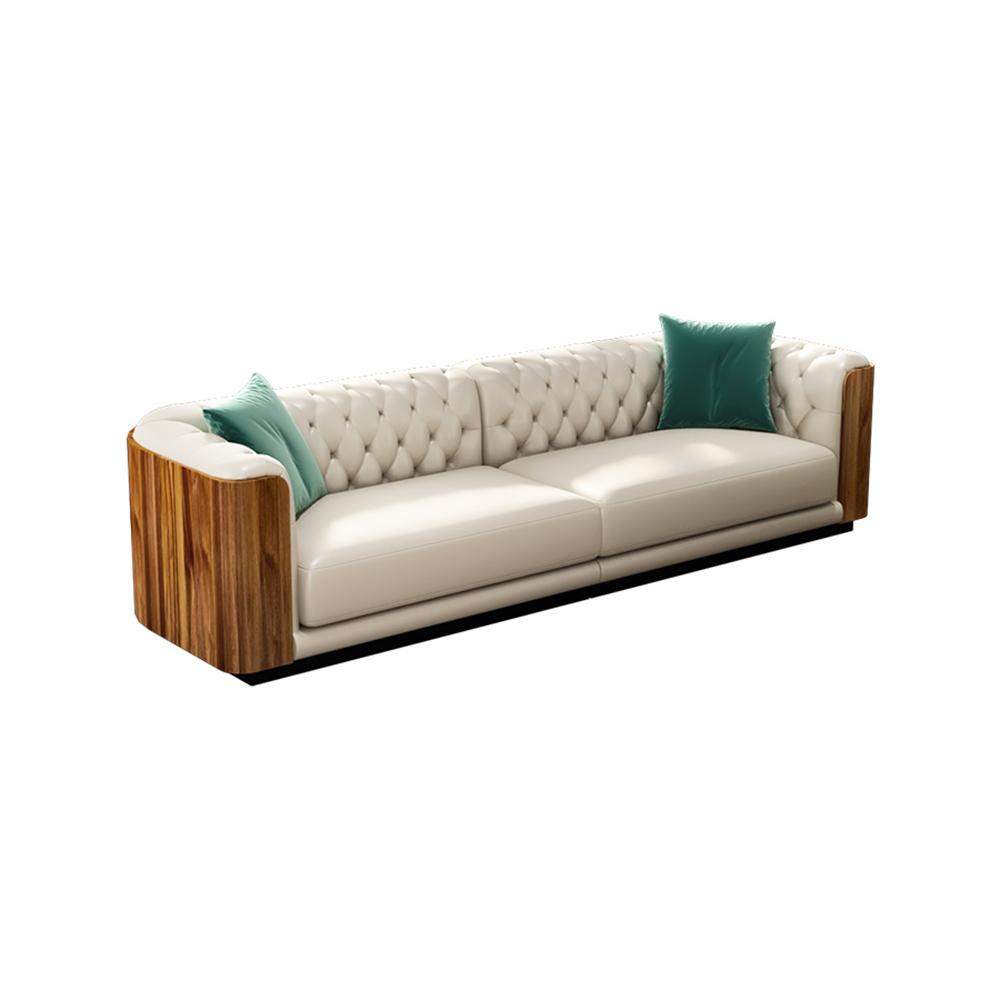 Modern Beige Faux Leather Tufted Sofa & Loveseat Living Room Set of 3-Richsoul-Furniture,Living Room Furniture,Living Room Sets