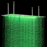 20"x40" Modern Luxurious Stainless Steel Rectangle LED Ceiling Mounted Rain Shower Head in Brushed Nickel