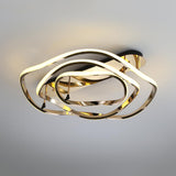 Modern Gold LED Geometric Semi Flush Mount Light Wavy Design Metal