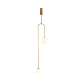 Modern Pendant Light Glass Globe 2-Light U-Shaped in Gold for Living Room and Bedroom