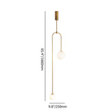 Modern Pendant Light Glass Globe 2-Light U-Shaped in Gold for Living Room and Bedroom