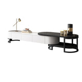 Nesnesis Modern Extending TV Stand with Storage Oval White & Natural Media Console