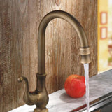 Lelan Antique Brass Single Handle Single Hole Goosenecked Kitchen Faucet