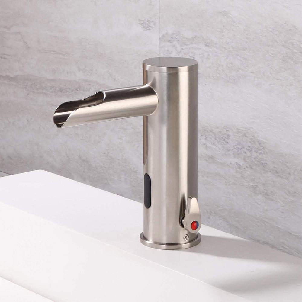 Waterfall Spout Touchless Electronic Automatic Sensor Hot & Cold Bathroom Sink Faucet