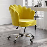 Blue Modern Swivel Office Chair Velvet Upholstered Task Chair Adjustable Height