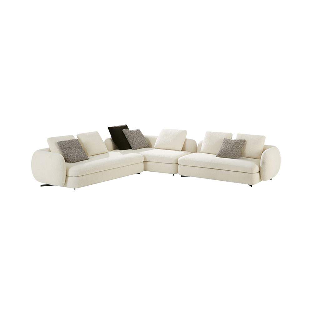 Linen Uphostered Sectional Sofa in Beige for 5 Seaters Modular Sectional-Richsoul-Furniture,Living Room Furniture,Sectionals