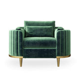 Modern Living Room Sets Green Velvet Upholstered Chair & Loveseat & Sofa 3 Pieces-Richsoul-Furniture,Living Room Furniture,Living Room Sets