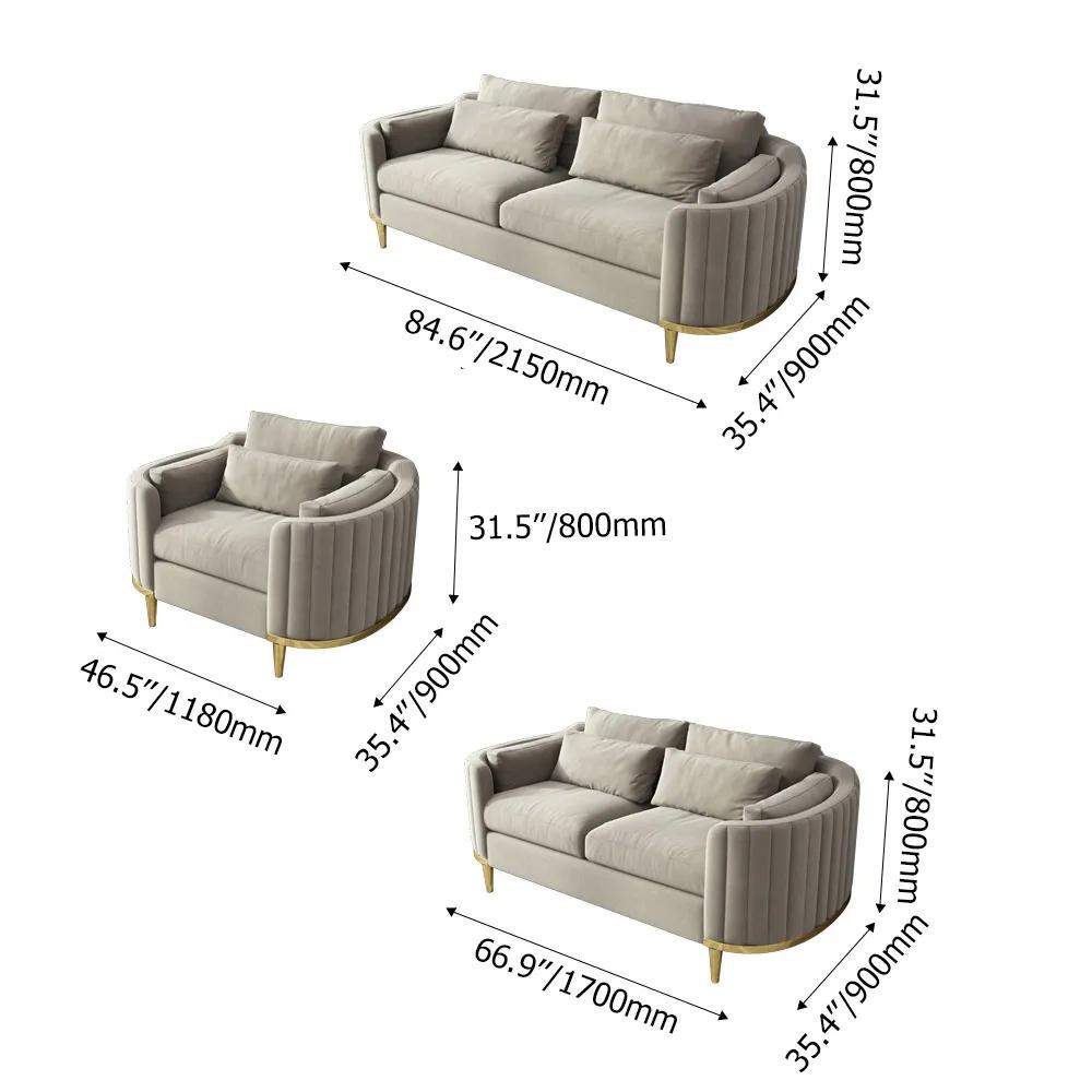 Modern Living Room Sets Green Velvet Upholstered Chair & Loveseat & Sofa 3 Pieces-Richsoul-Furniture,Living Room Furniture,Living Room Sets
