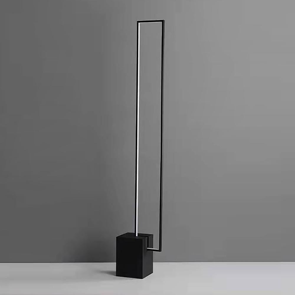 Lampadaire à LED en métal lampe debout rectangulaire avec base noire