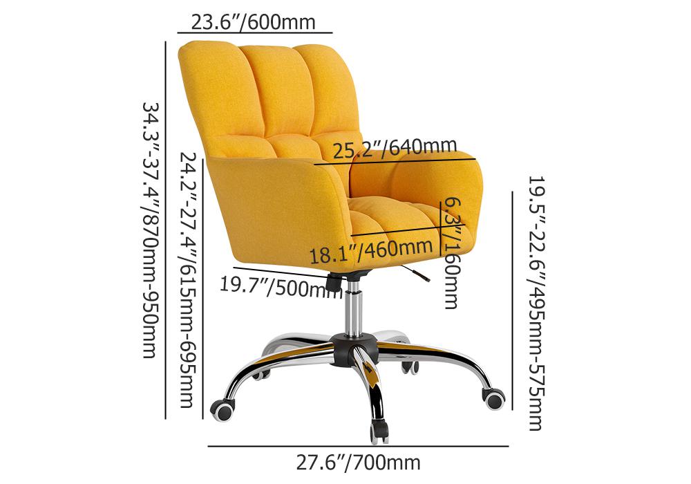 Modern Office Chair Upholstered Cotton & Linen Swivel Task Chair Height Adjustable