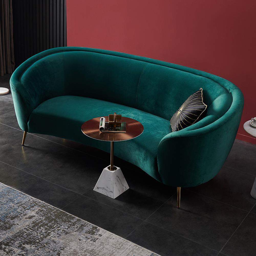 Modern 92" Deep Green Velvet Sofa with Metal Legs-Furniture,Living Room Furniture,Sofas & Loveseats