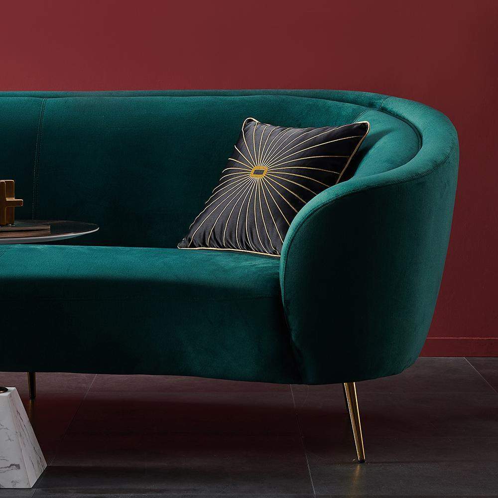 Modern 92" Deep Green Velvet Sofa with Metal Legs-Furniture,Living Room Furniture,Sofas & Loveseats