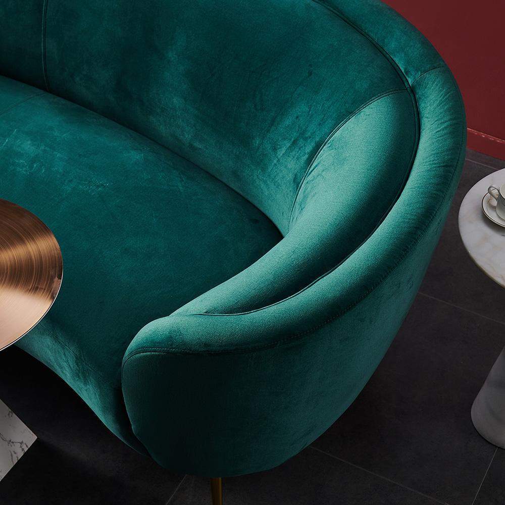 Modern 92" Deep Green Velvet Sofa with Metal Legs-Furniture,Living Room Furniture,Sofas & Loveseats