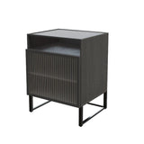 Nordic Minimalist Black Nightstand Glass Door Bedside Table with 2 Shelves