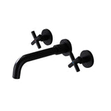 Melro Modern Wall Mounted Cross Handles Brass Bathroom Washing Sink Faucet in Matte Black