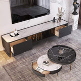 Stone Top TV Stand & Coffee Table Set with 3 Drawers and 2 Doors-Richsoul-Furniture,Living Room Furniture,Living Room Sets