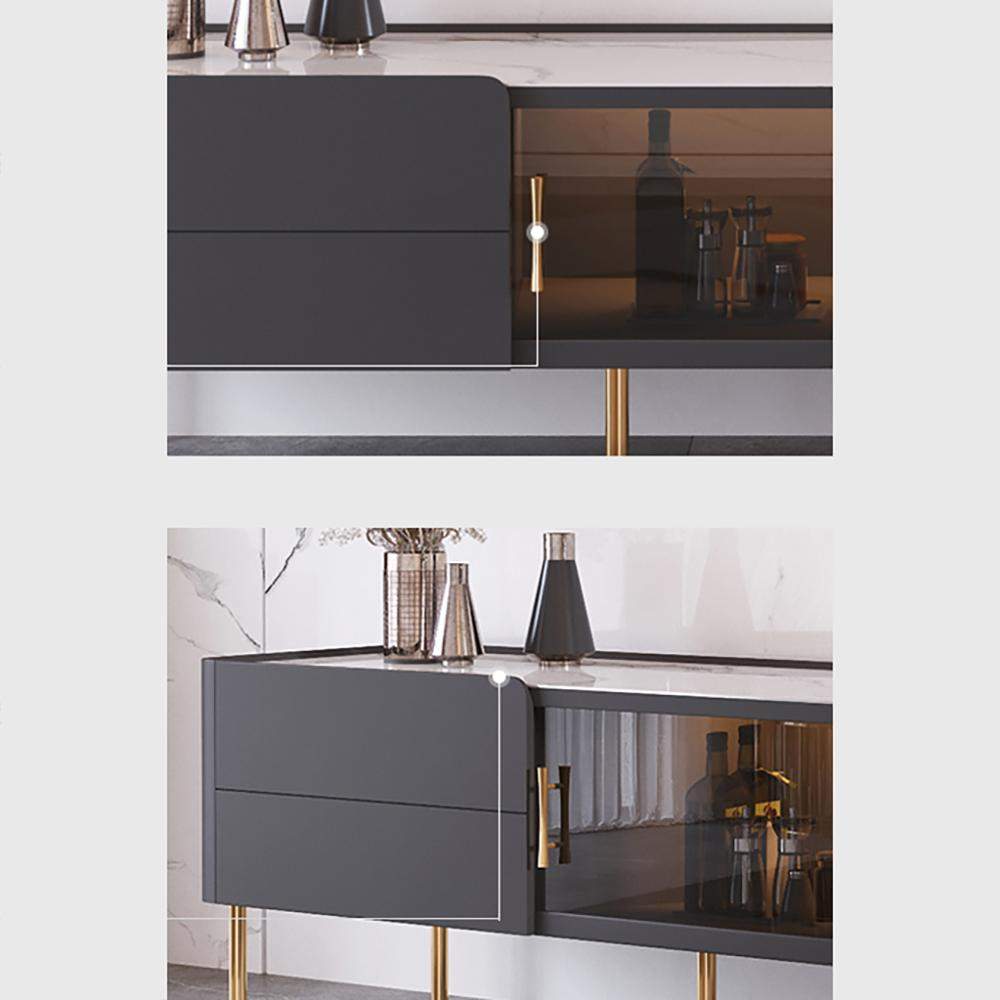 Stone Top TV Stand & Coffee Table Set with 3 Drawers and 2 Doors-Richsoul-Furniture,Living Room Furniture,Living Room Sets