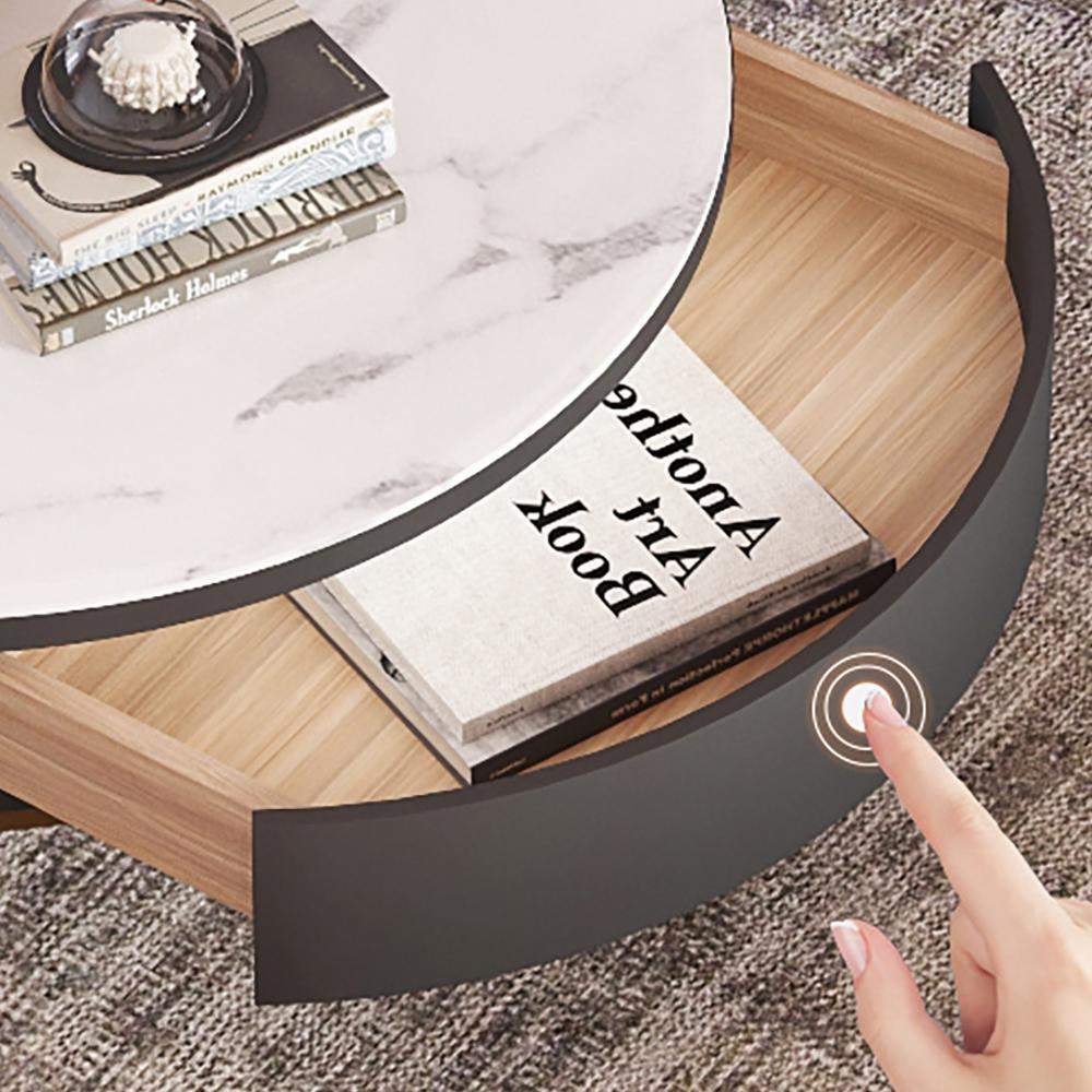 Stone Top TV Stand & Coffee Table Set with 3 Drawers and 2 Doors-Richsoul-Furniture,Living Room Furniture,Living Room Sets