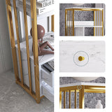 White Display Cabinet Marble Veins Storage Cabinet with Backboard