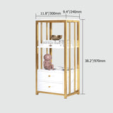 White Display Cabinet Marble Veins Storage Cabinet with Backboard