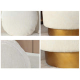Modern White & Gold Velvet Curved Sofa for 3 Seaters with Pillows & Stainless Steel Base-Furniture,Living Room Furniture,Sofas & Loveseats