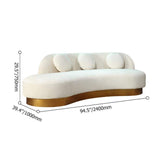 Modern White & Gold Velvet Curved Sofa for 3 Seaters with Pillows & Stainless Steel Base-Furniture,Living Room Furniture,Sofas & Loveseats