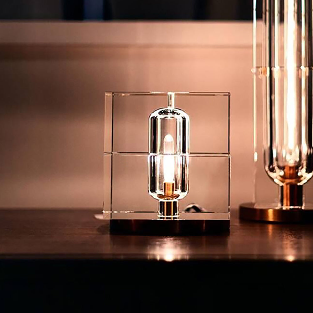 Postmodern Creative Square Crystal Glass Table Lamp 1 Light On / Off Switch