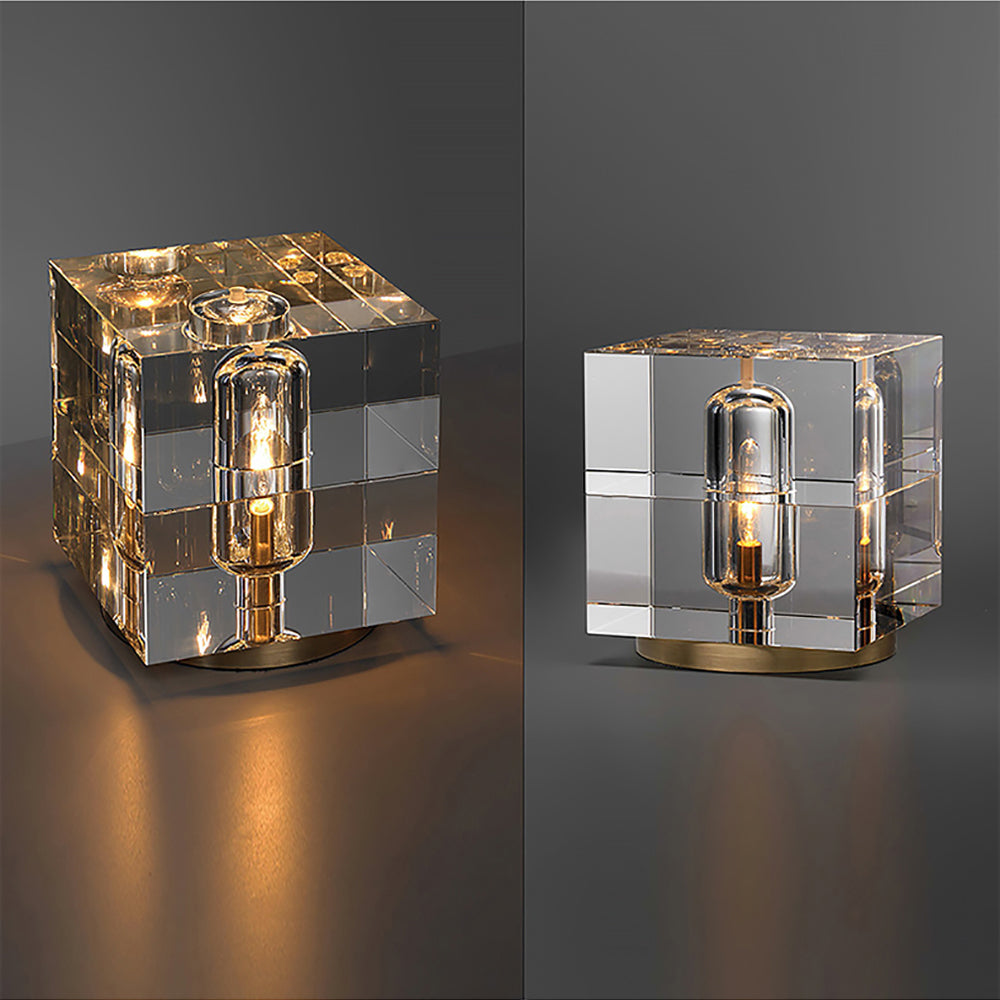 Postmodern Creative Square Crystal Glass Table Lamp 1 Light On / Off Switch