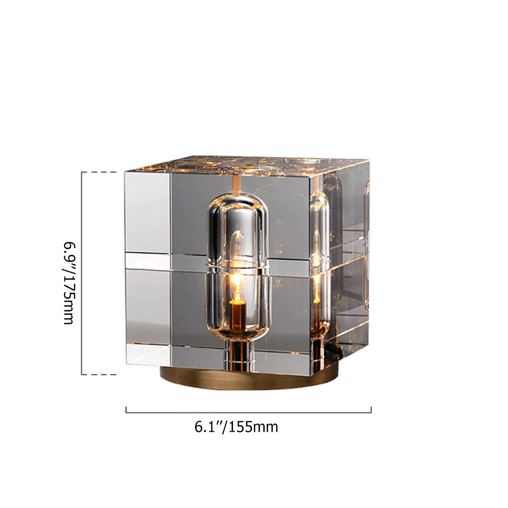 Postmodern Creative Square Crystal Glass Table Lamp 1 Light On / Off Switch