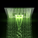 16" Square Ceiling Showerheads 3 Function 304 Stainless Steel Bathroom LED Shower Head