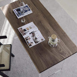 55.1" Walnut Home Office Desk Writing Desk Wood Tabletop & Clear Acrylic Pedestals-Desks,Furniture,Office Furniture