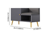 White Contemporary Upholstered Shoe Rack Bench with Storage Cabinet and Shelf Entryway