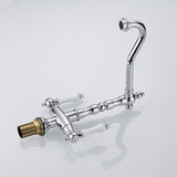 Porcelain Double Handles Single Hole Brass Kitchen Faucet in Polished Chrome