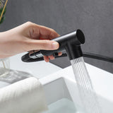 Ruth Industrial Pipe 1-Hole Pull Out Bathroom Sink Faucet Matte Black 1-Handles Solid Brass