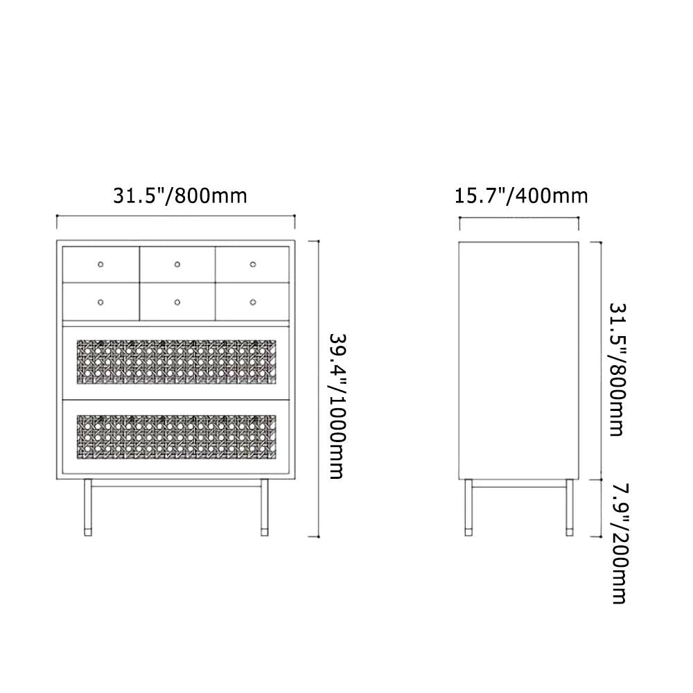 Modern Dresser Cabinet Drawer Storage with 8 Drawers in Green