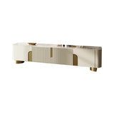 Modern Beige TV Stand Sintered Stone 4 Doors with Storage Media Console for TV up to 85"