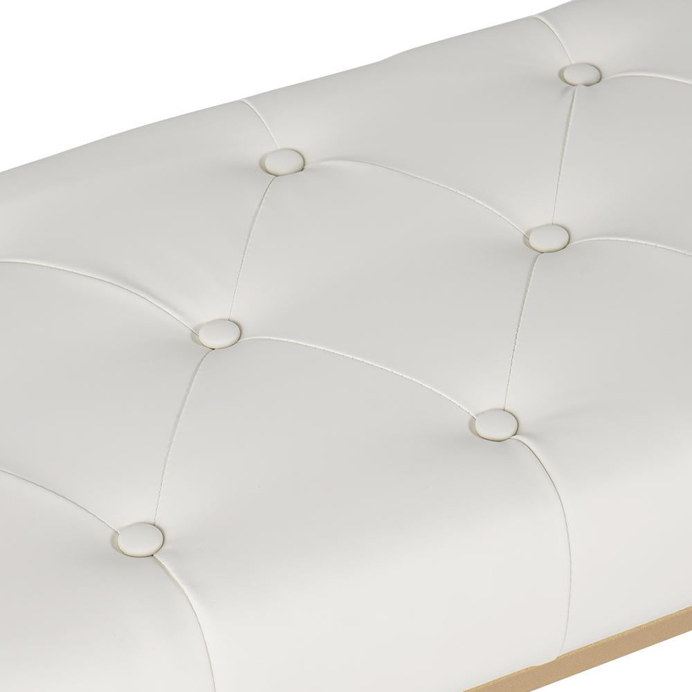 31.5'' Modern White Faux Leather Upholstered Bench with Gold Metal Legs