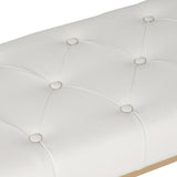 31.5'' Modern White Faux Leather Upholstered Bench with Gold Metal Legs