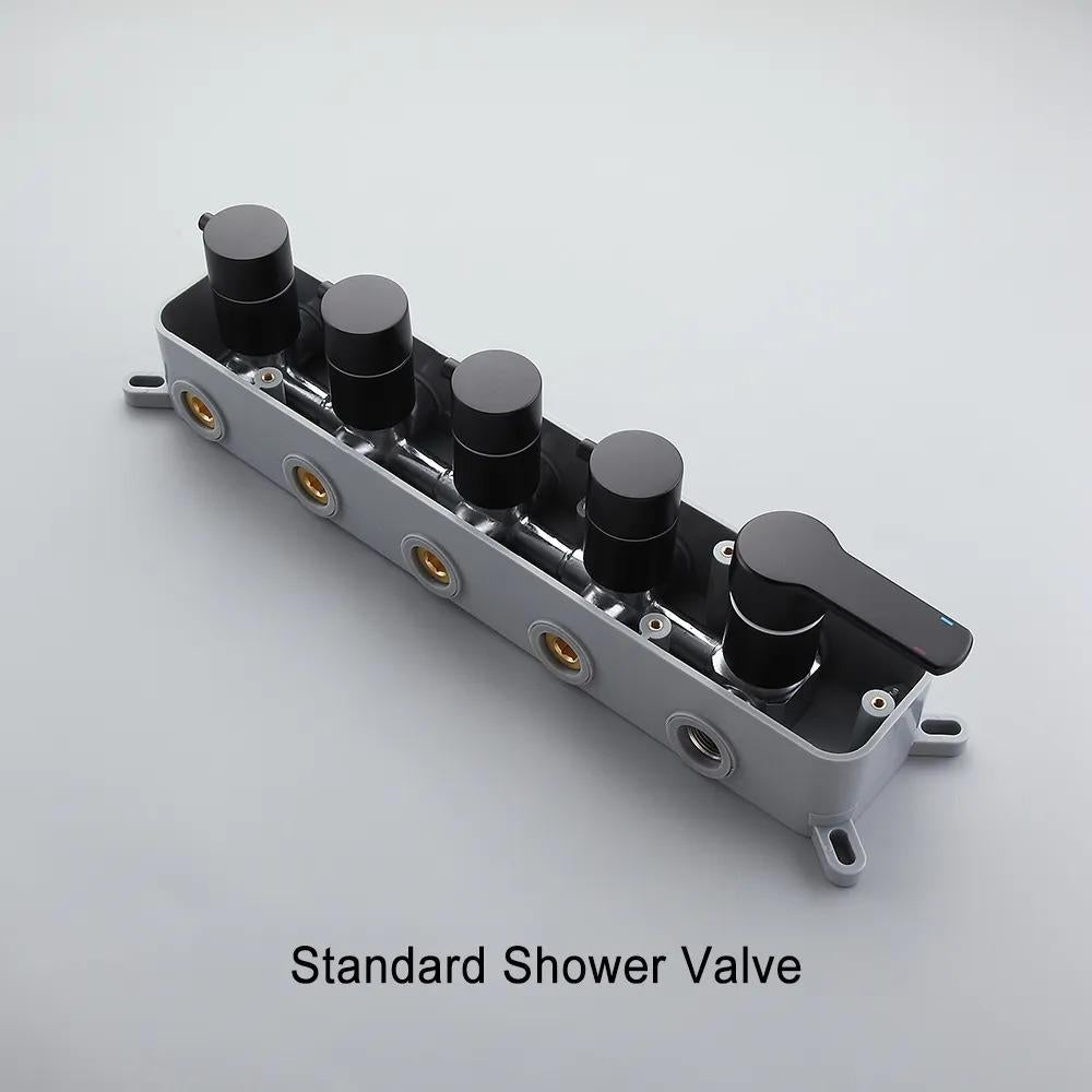 Wall Mounted Waterfall Rain Shower System with 3 Body Sprays in Matte Black
